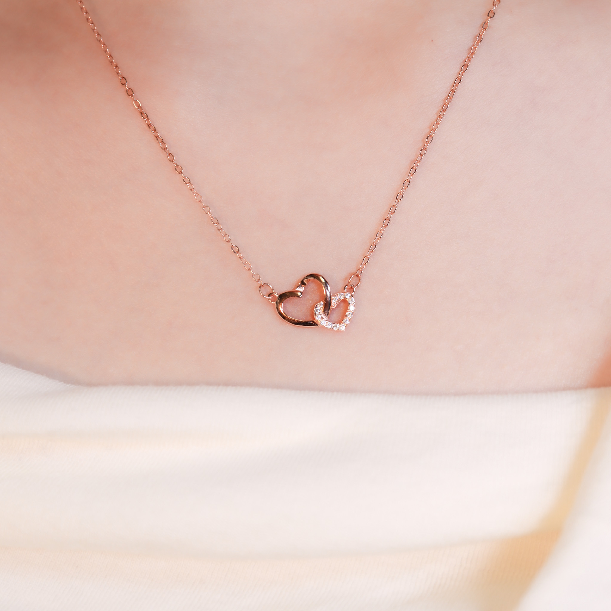 | 925純銀・白金・玫瑰金 | 愛意不分開項鍊  (銀/玫瑰金) | NE1564 |