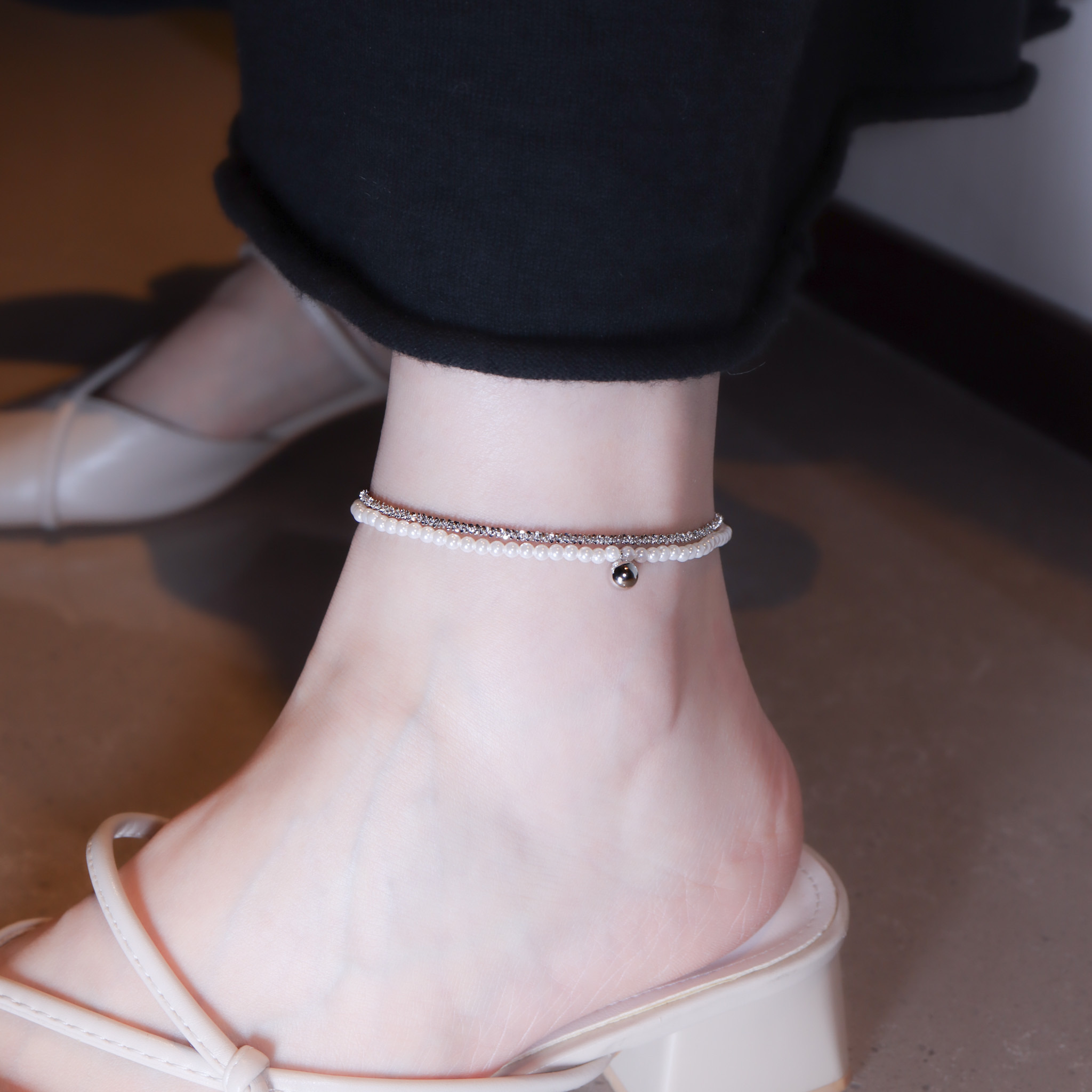 | 925純銀・珍珠 | 每個珍貴時刻雙層腳鏈  | AN0142 |