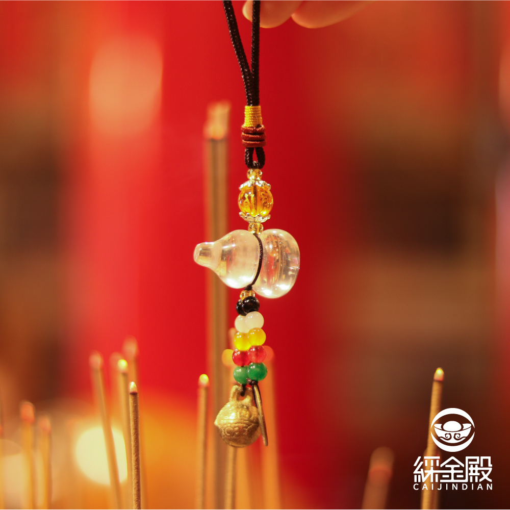 招財納福玉葫蘆吊飾-安神白晶｜穩定情緒｜淨化磁場｜《含過爐》【綵金殿】
