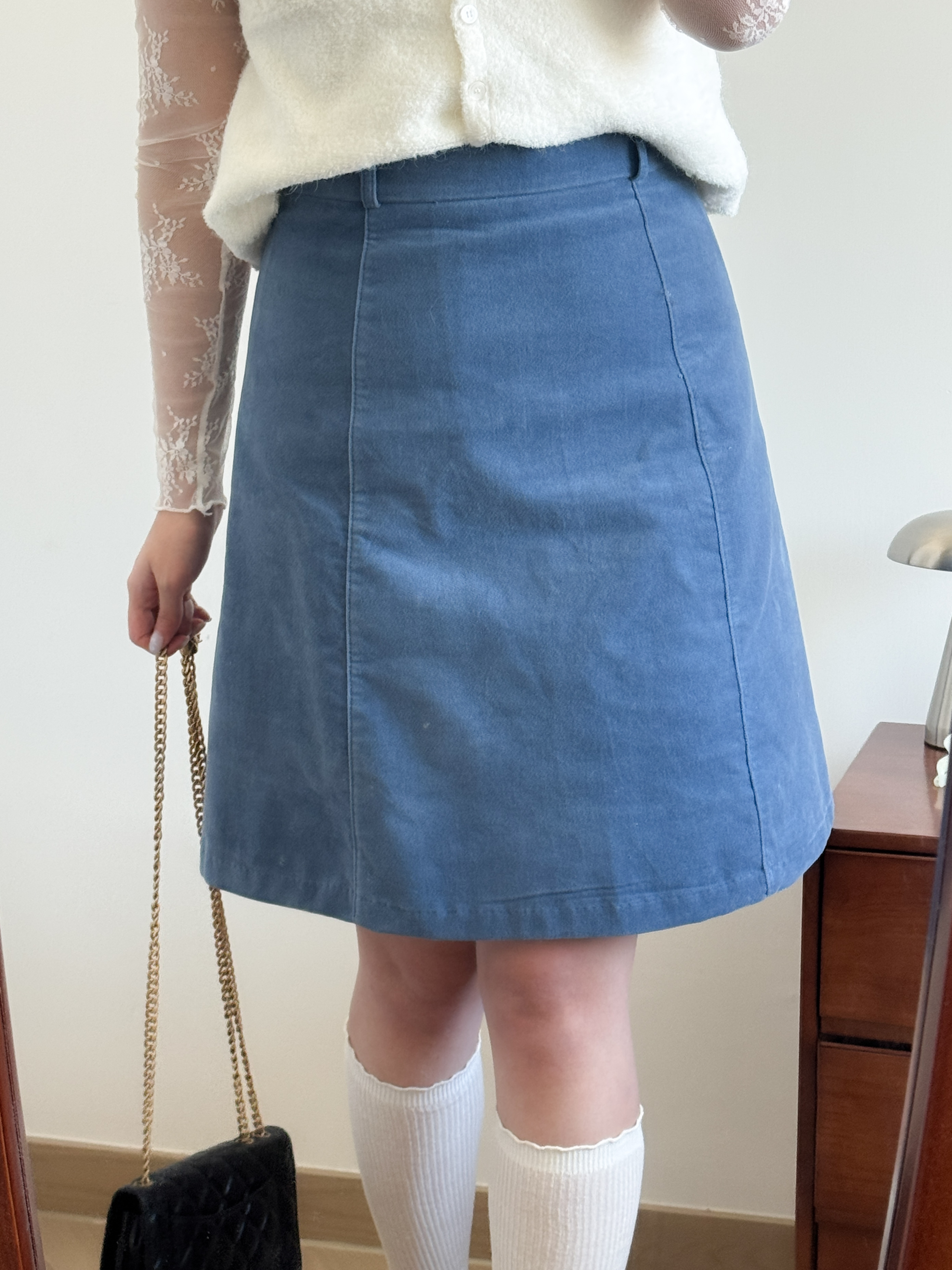 vintage velvet mid-skirt