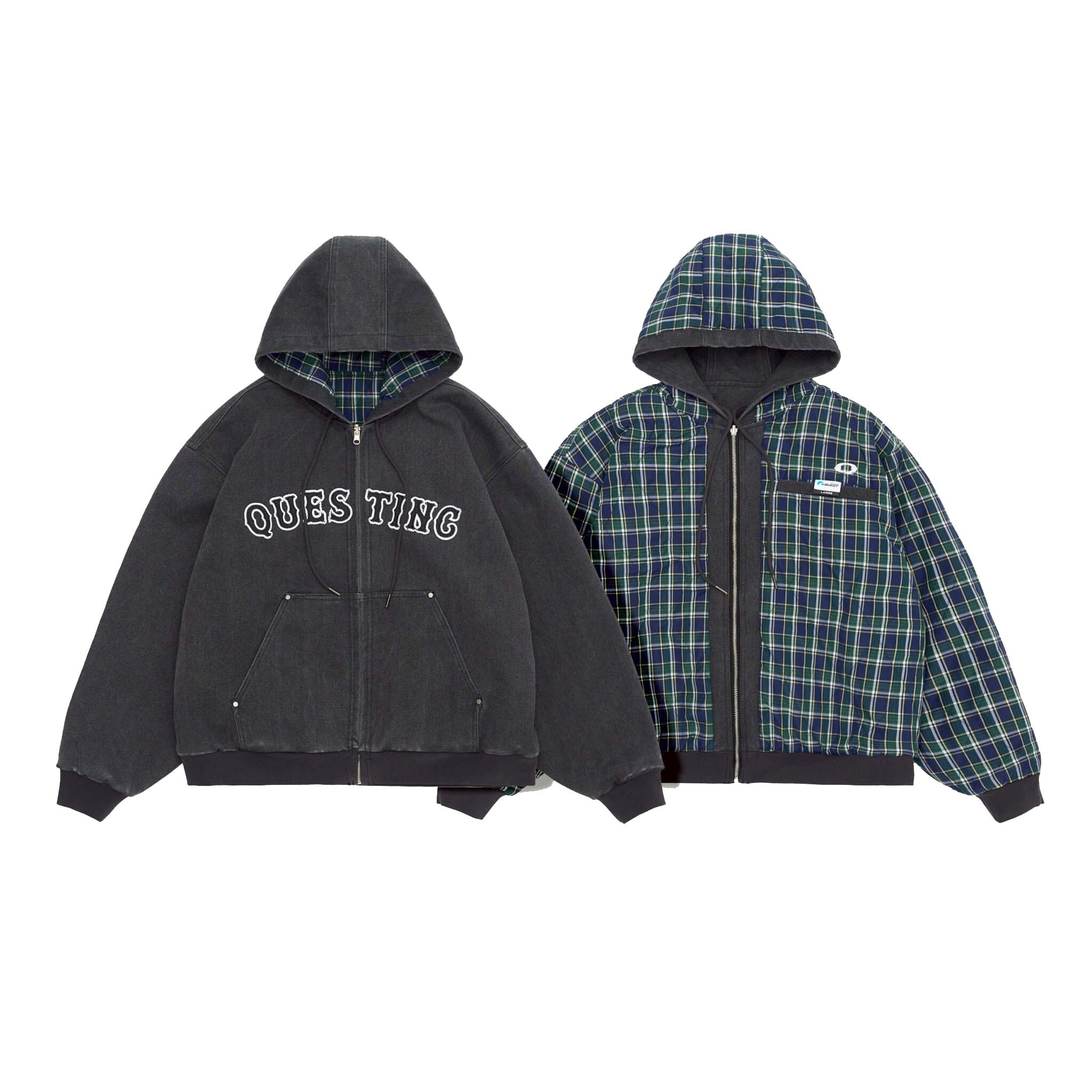 【車庫服飾】QUEST Reversible zip hoodie