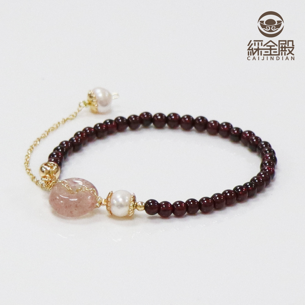 草莓石榴平安扣轉運手珠【綵金殿】