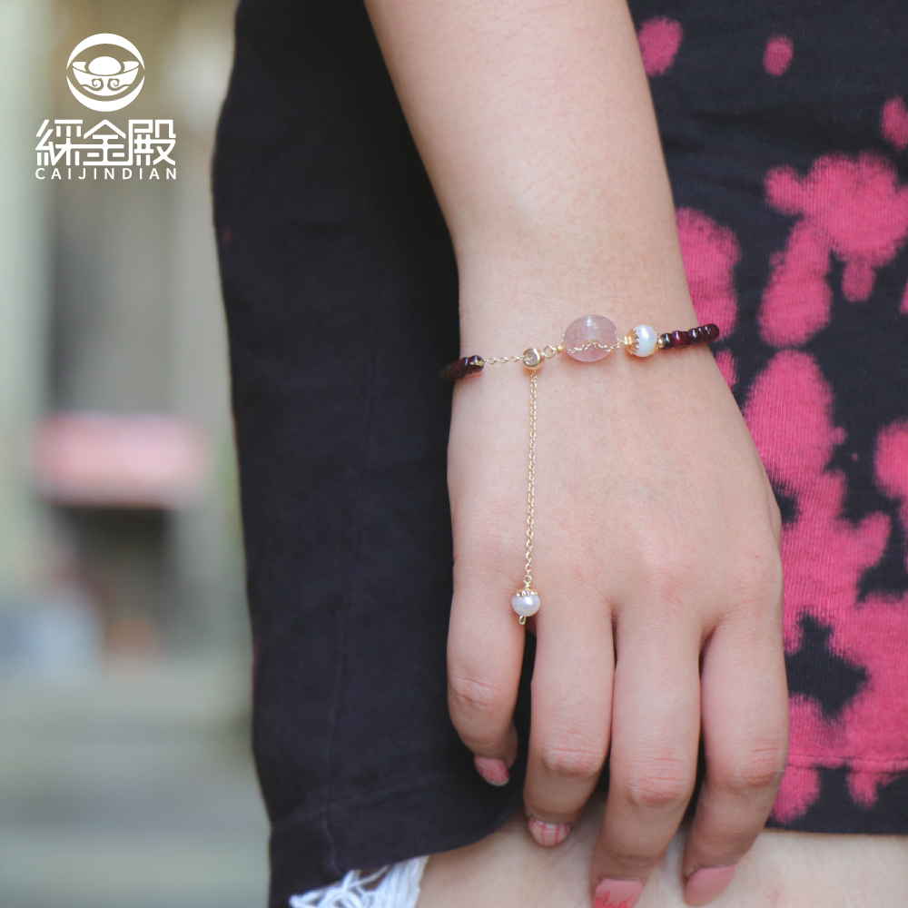 草莓石榴平安扣轉運手珠【綵金殿】