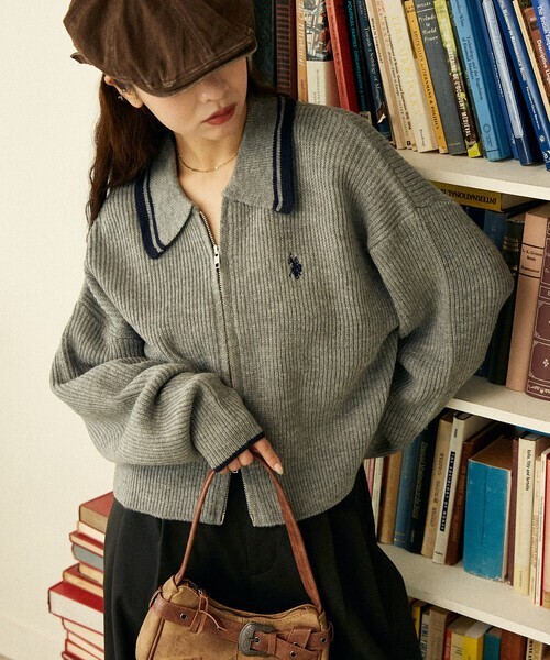 <兩件免運!週日收單> U.S. POLO ASSN. × PUBLUX  復古領子拉鍊針織衫