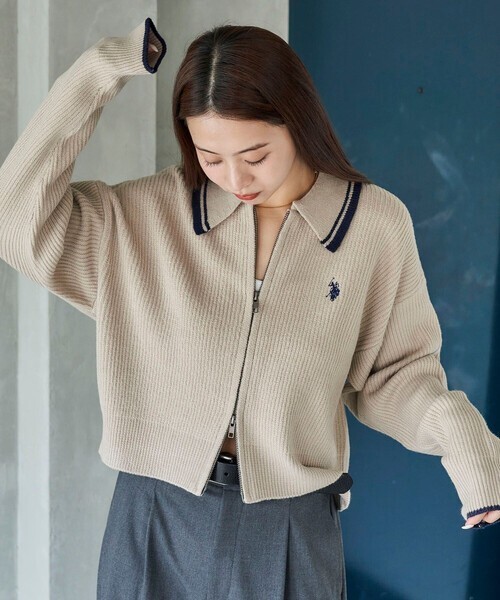 <快速出貨> U.S. POLO ASSN. × PUBLUX  復古領子拉鍊針織衫