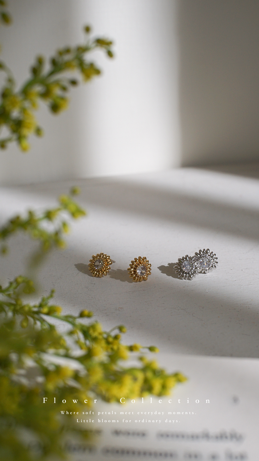 小雛菊帶鑽耳環