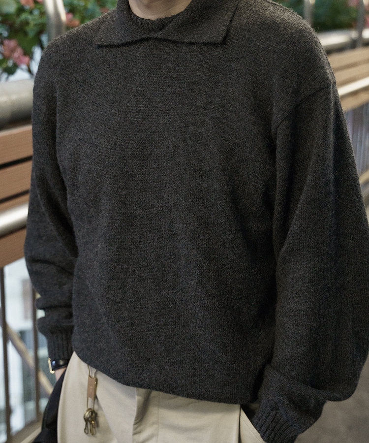 Blanc YM｜ALPACA POLO COLLAR KNIT SHIRT