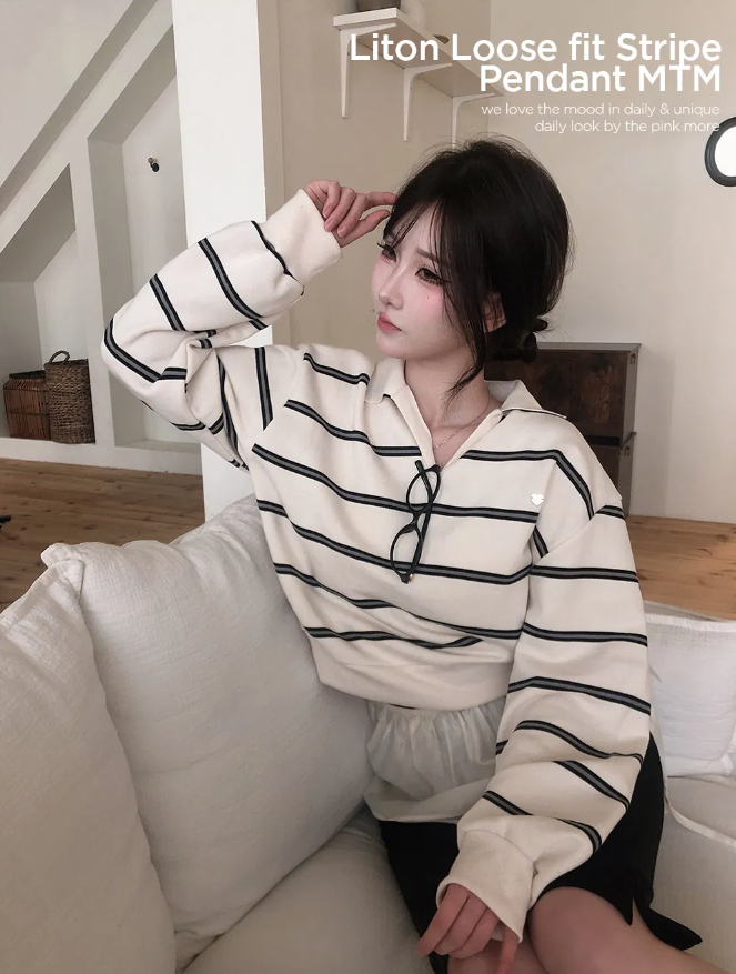 秋冬預訂｜寬鬆條紋CROP衛衣