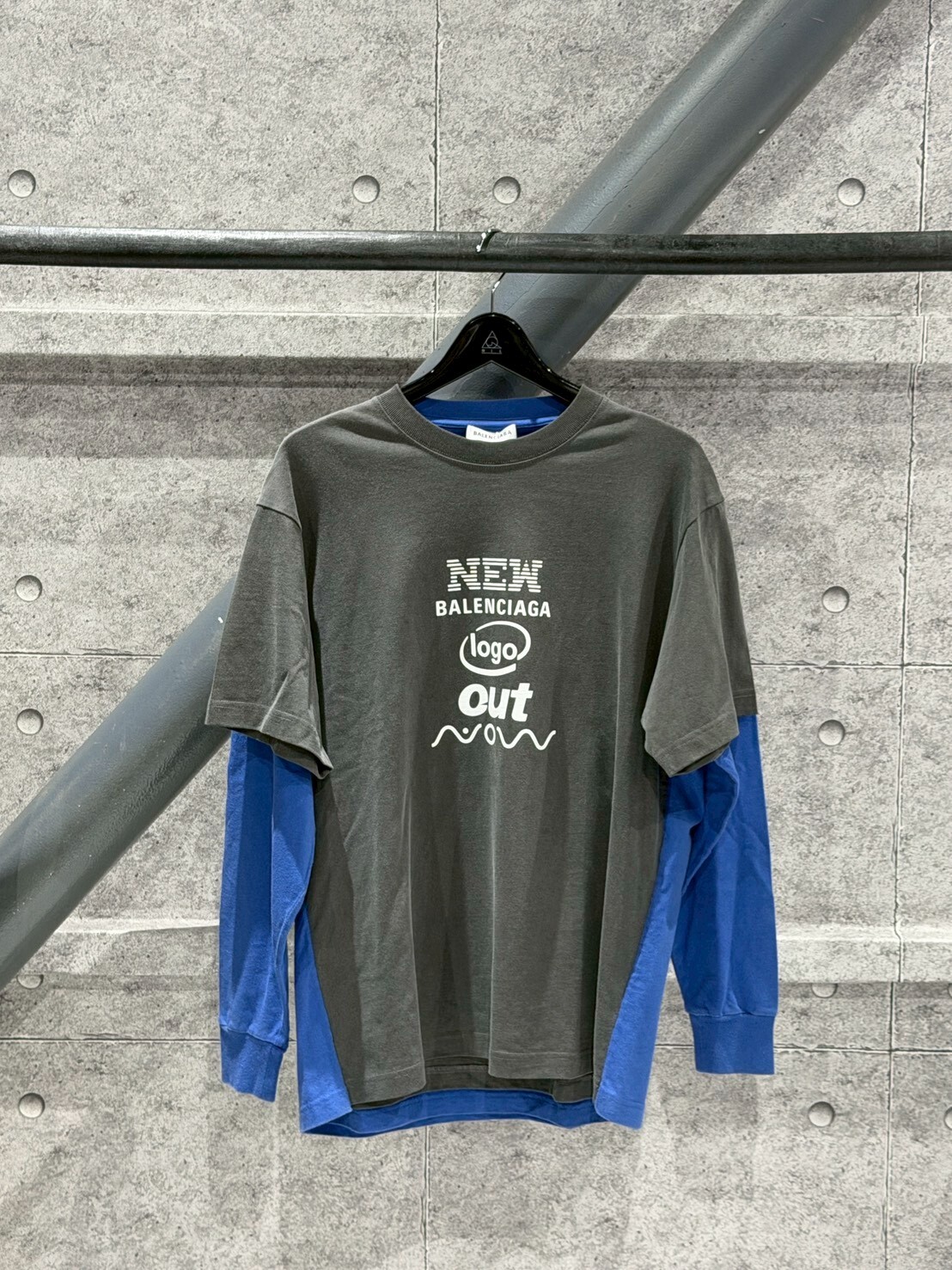 BALENCIAGA 巴黎世家 水洗灰藍Logo兩件式長袖 短袖