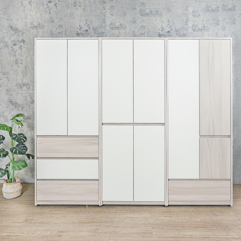 菲斯7.6尺多功能收納衣櫃組合(四門+二門三抽+三門一抽)
