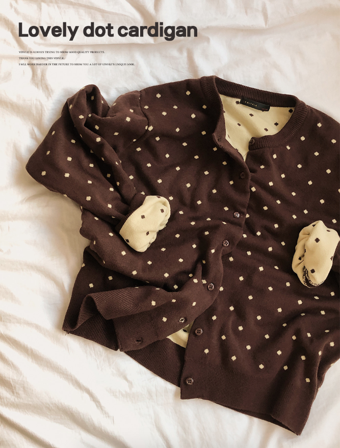 秋冬預訂｜【可愛撞色內襯】撞色波點開襟衫