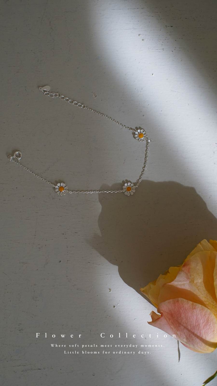 3朵小雛菊純銀手鏈