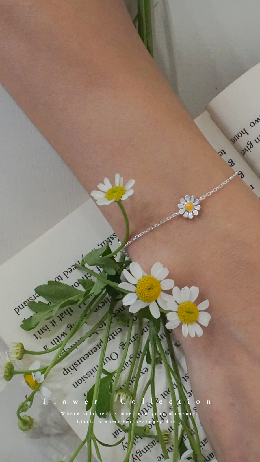 3朵小雛菊純銀手鏈
