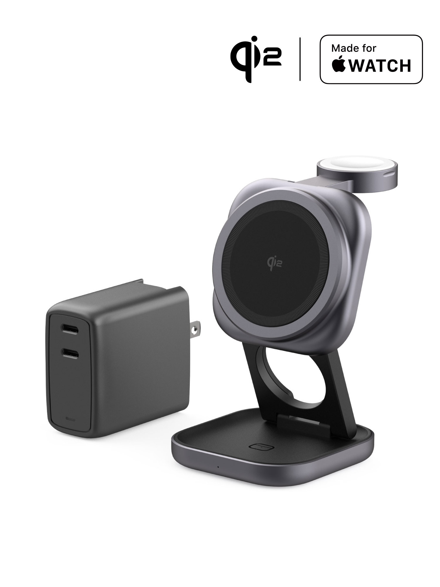 快充組合包｜MS-Z 三合一 Qi2 磁吸折疊式無線充電座