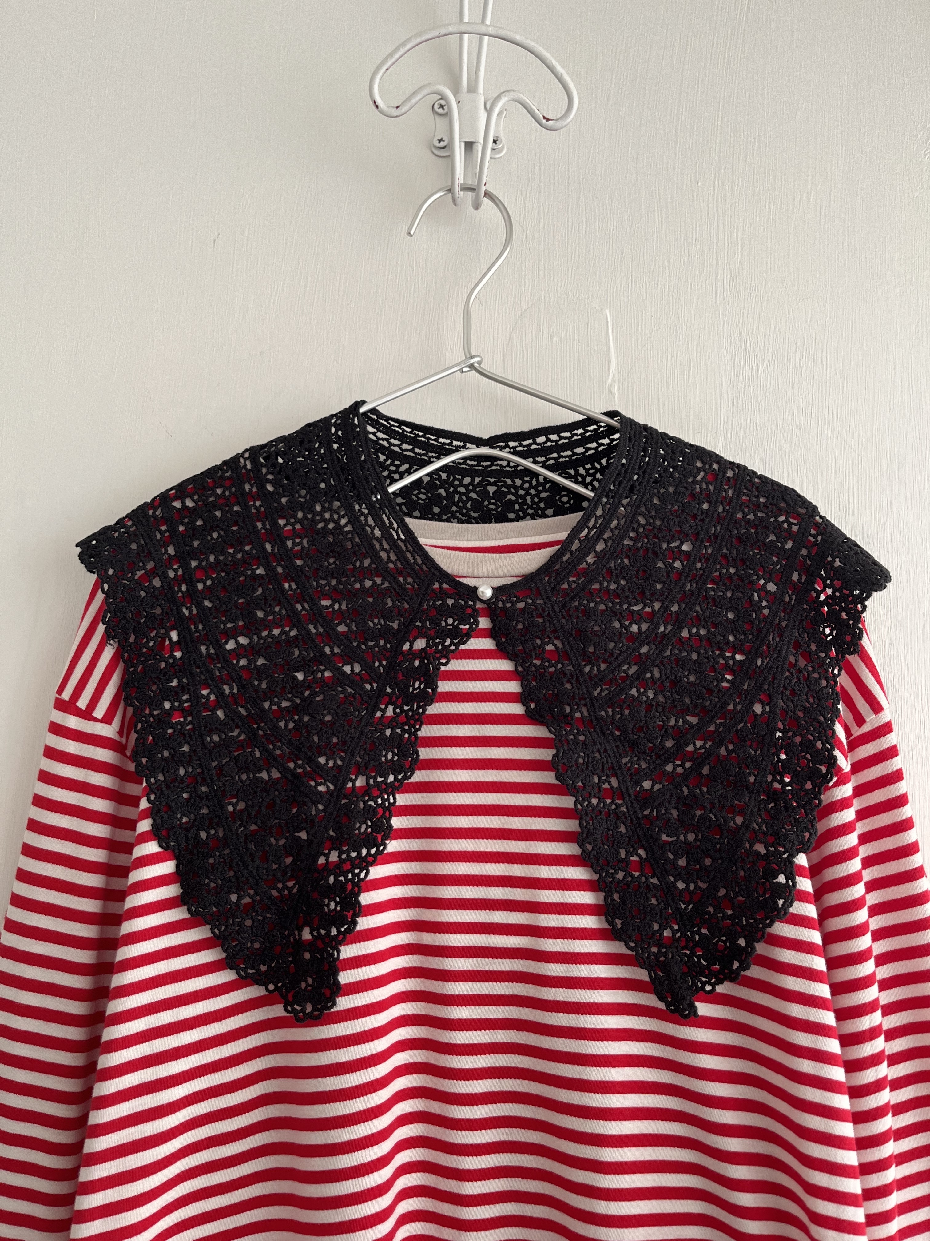 黑色鈎針通花領