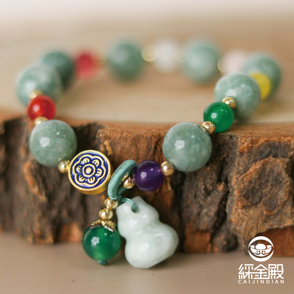 多寶水晶翡翠葫蘆手鏈│過爐│好運【綵金殿】