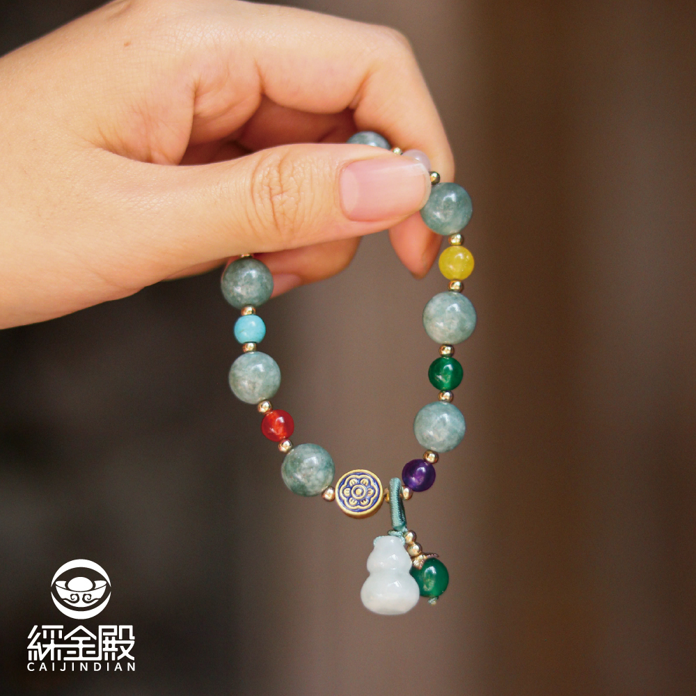 多寶水晶翡翠葫蘆手鏈│過爐│好運【綵金殿】