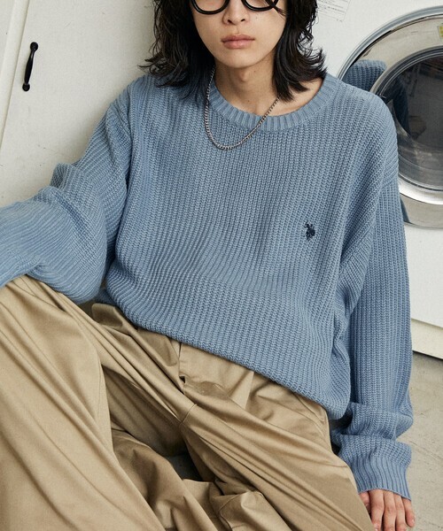 <兩件免運!週日收單> U.S. POLO ASSN. 刺繡LOGO針織上衣