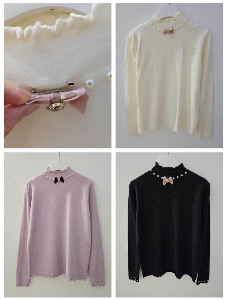 ED23  蝴蝶結打底王 胸35-50 長22 $339 (一口價)  羊毛10 % 可拆扣針