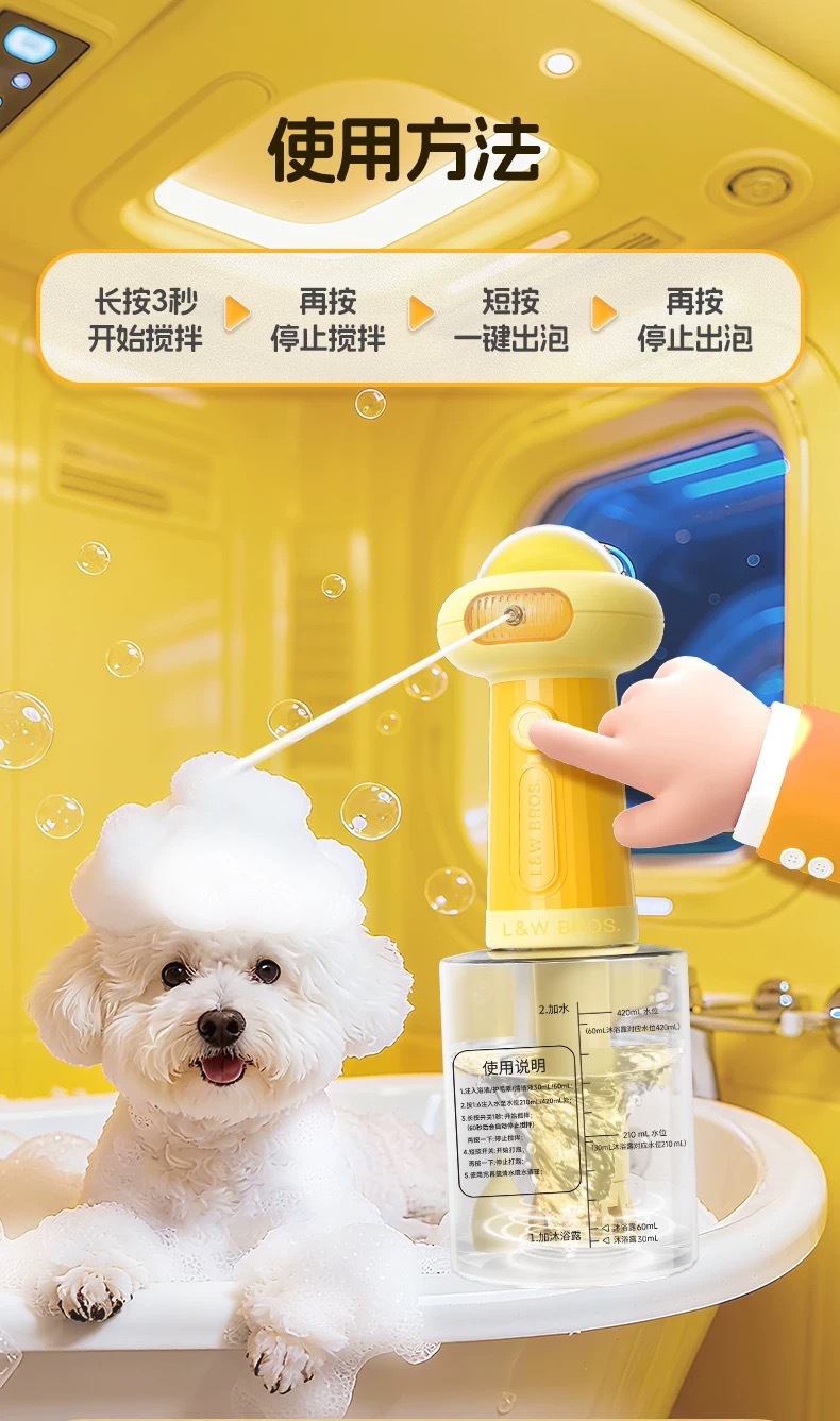 L&W BROS. 宠物沐浴 第2代 电动泡泡机 500ML
