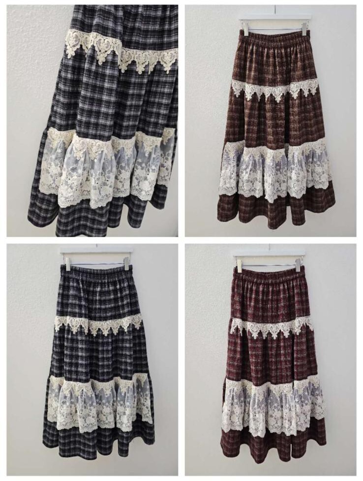 ED25  英倫格長裙  腰24-43 長33.5  HIP 52  $419 (一口價)