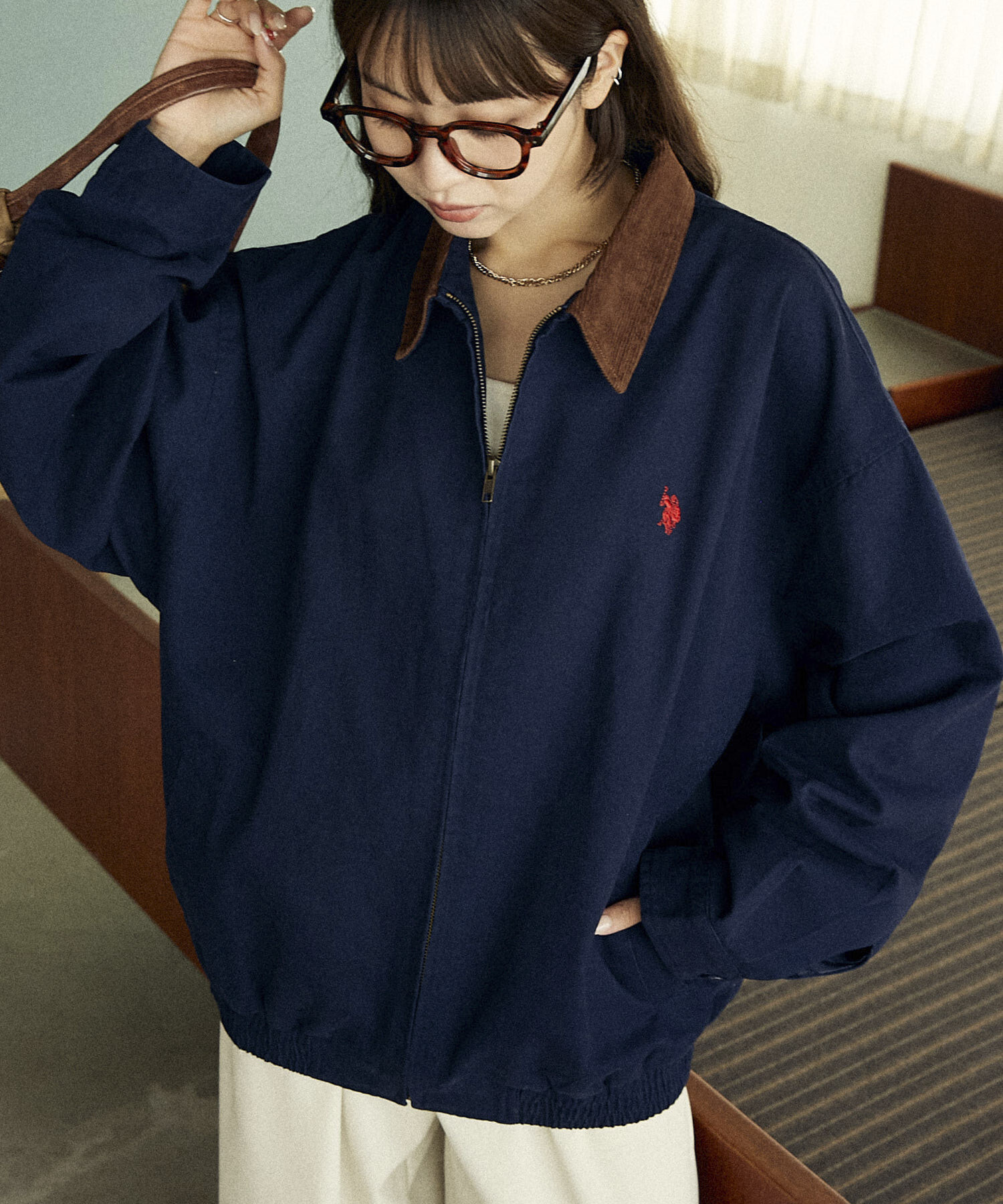 🇯🇵 U.S. POLO ASSN. X PUBLUX  撞色 燈芯絨翻領 立領外套 拉鍊外套 夾克 / 預購