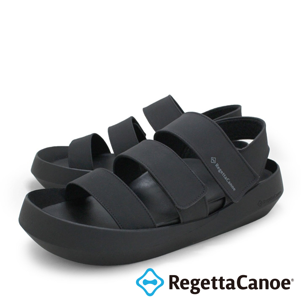 大阪樂步健康鞋 RegettaCanoe -輕量魔鬼氈後帶涼鞋CJEW7604(BLK-黑色)