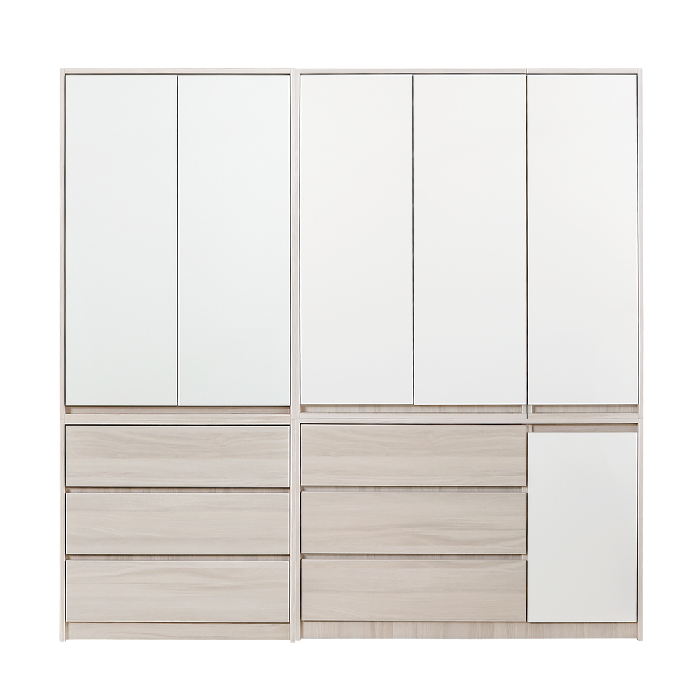 菲斯6.7尺多功能收納衣櫃組合(四門三抽+二門三抽)