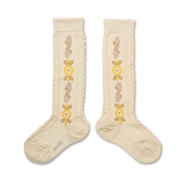 (預購) COLLEGIEN 織花針織長襪 Dalia - 074 Agneau Vanille 奶白