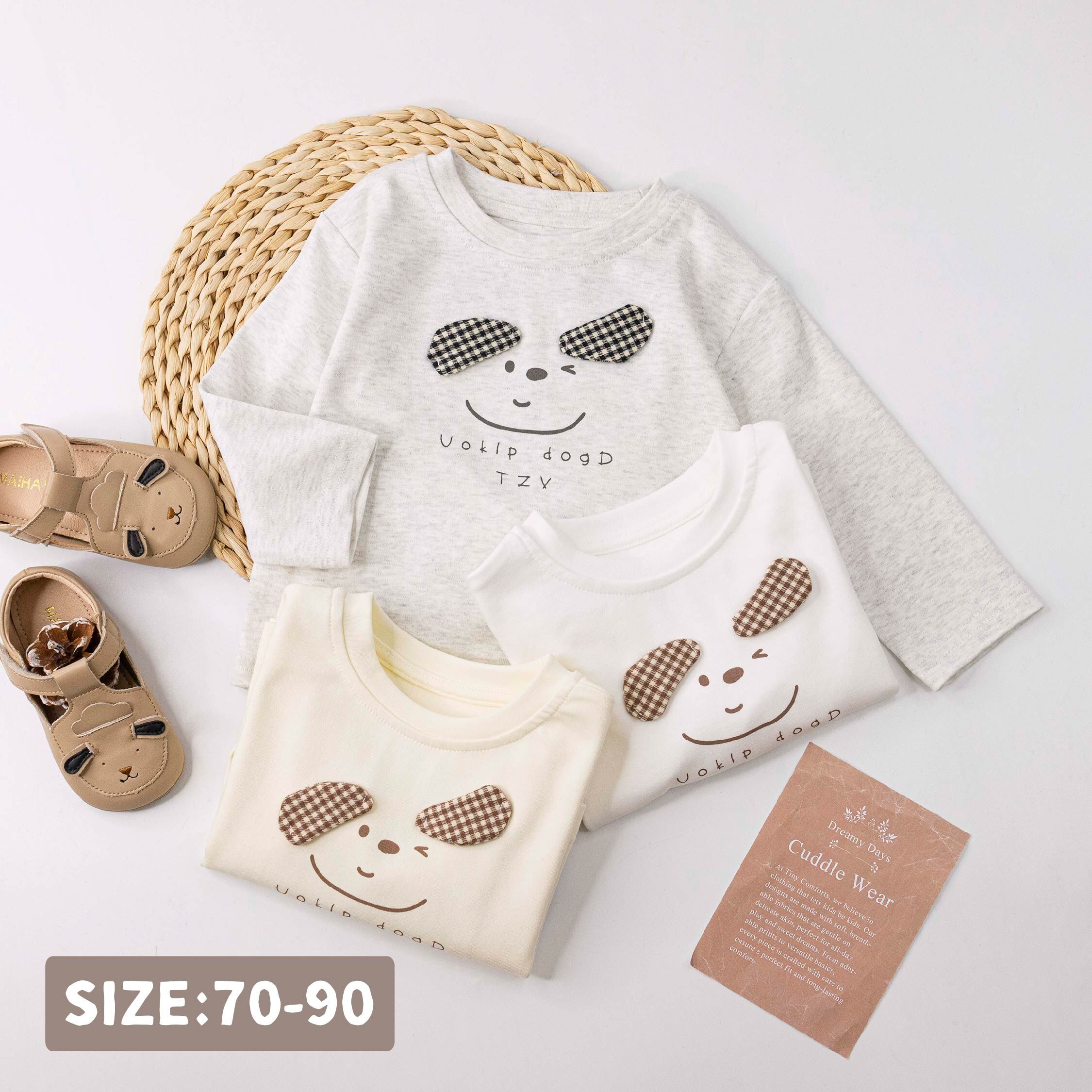 【H55934】淘氣小狗狗上衣/內搭衣＊三色