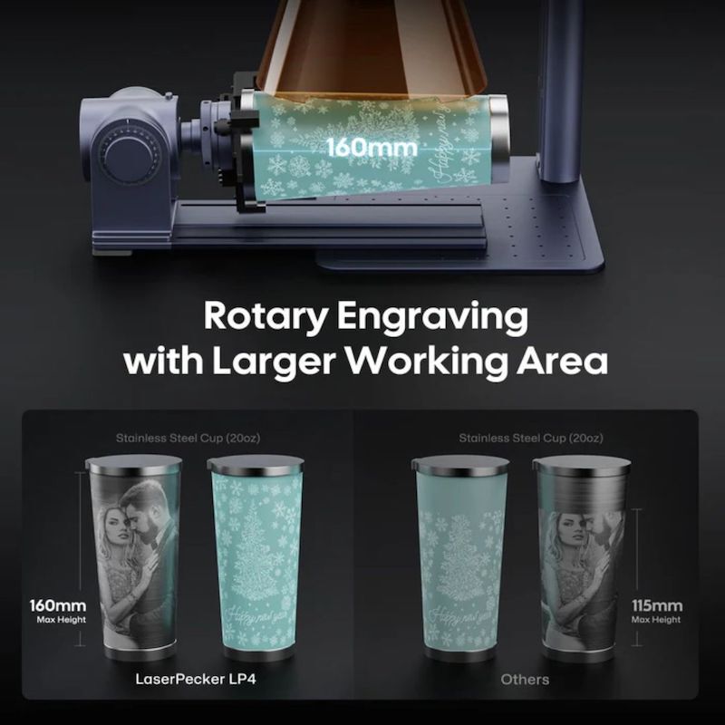 DTSL_LaserPecker LP4 Laser Engraver_Rotary Engraving with Larger Working Area