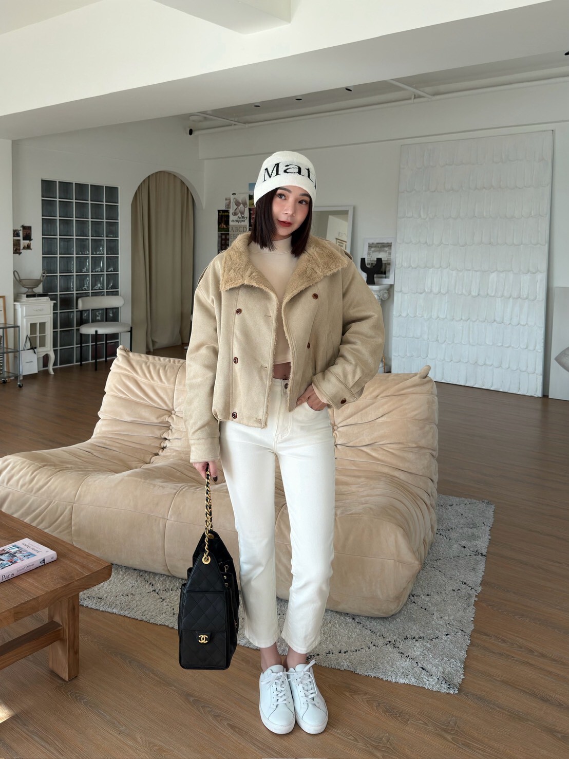 內裡柔絨毛短版翻領外套