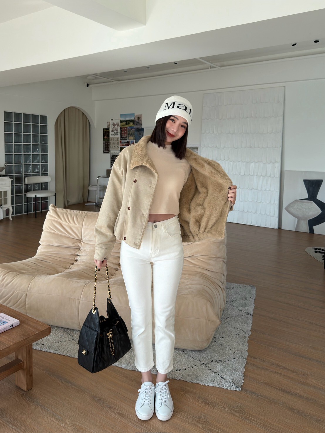 內裡柔絨毛短版翻領外套