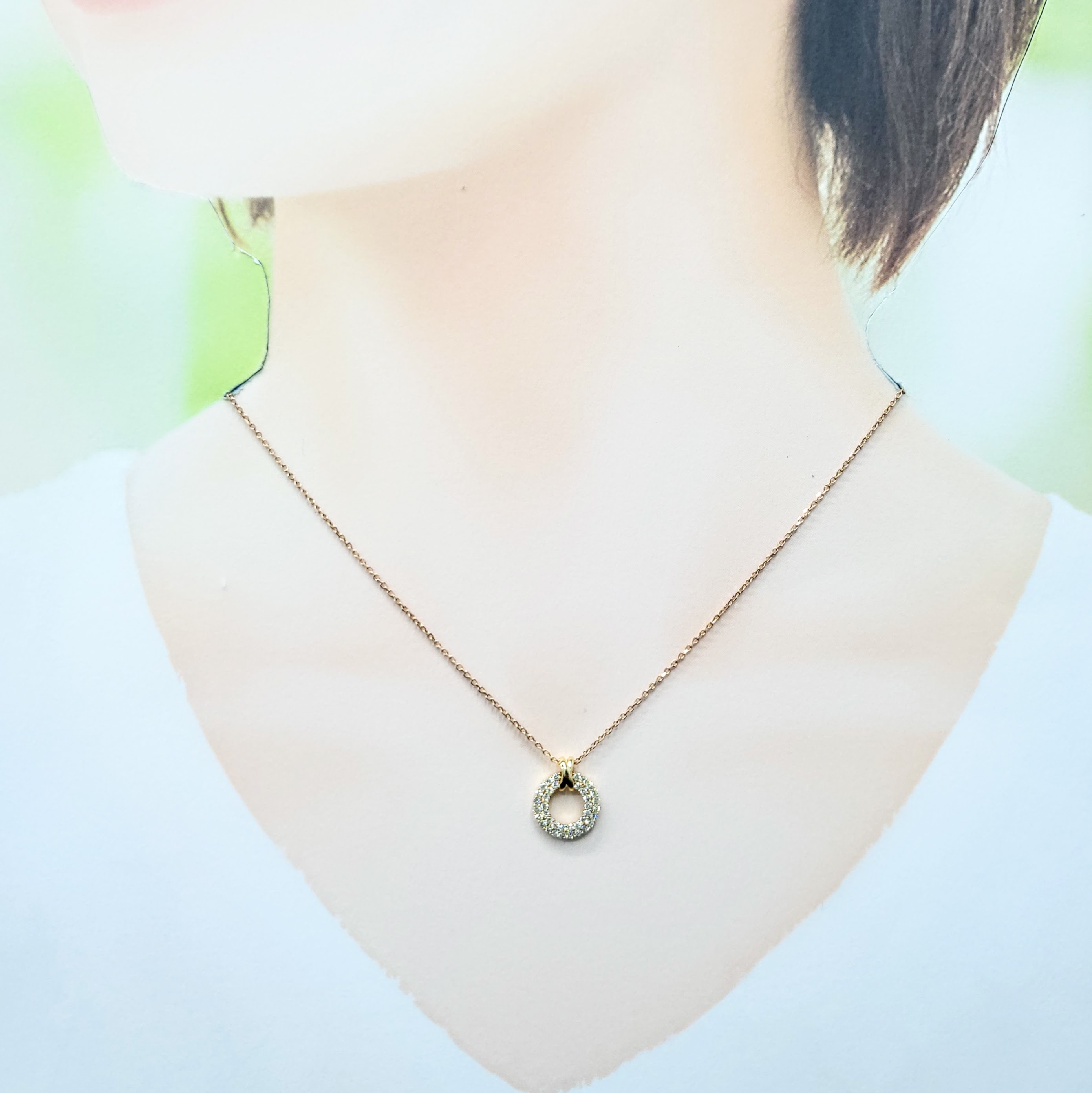 全新18K黃金38份鑽石吊墜