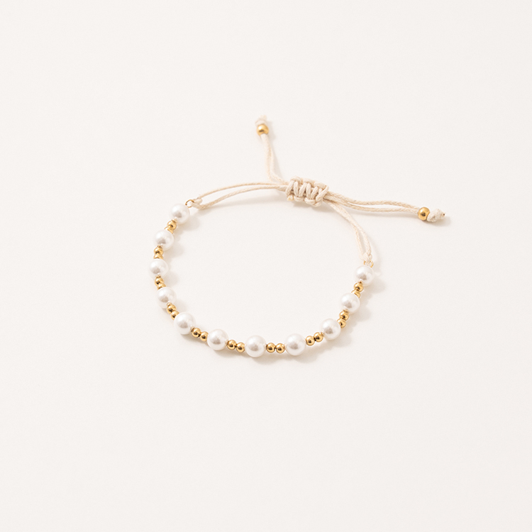 miramira珠光｜法式珍珠抽繩手鍊C7019-金88030