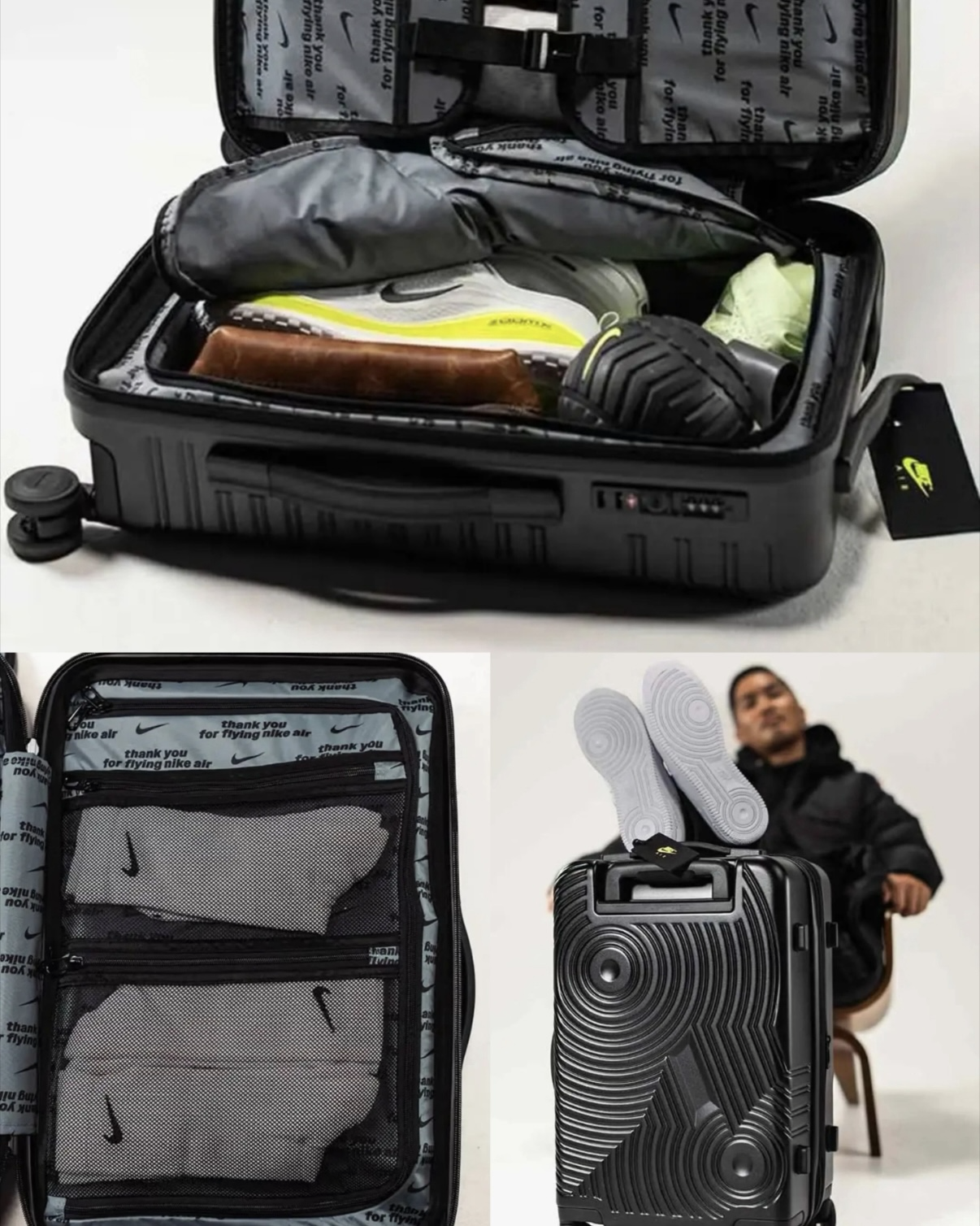 Nike Hardshell Luggage 硬殼行李箱黑色旅行箱22吋26吋IO0771-010