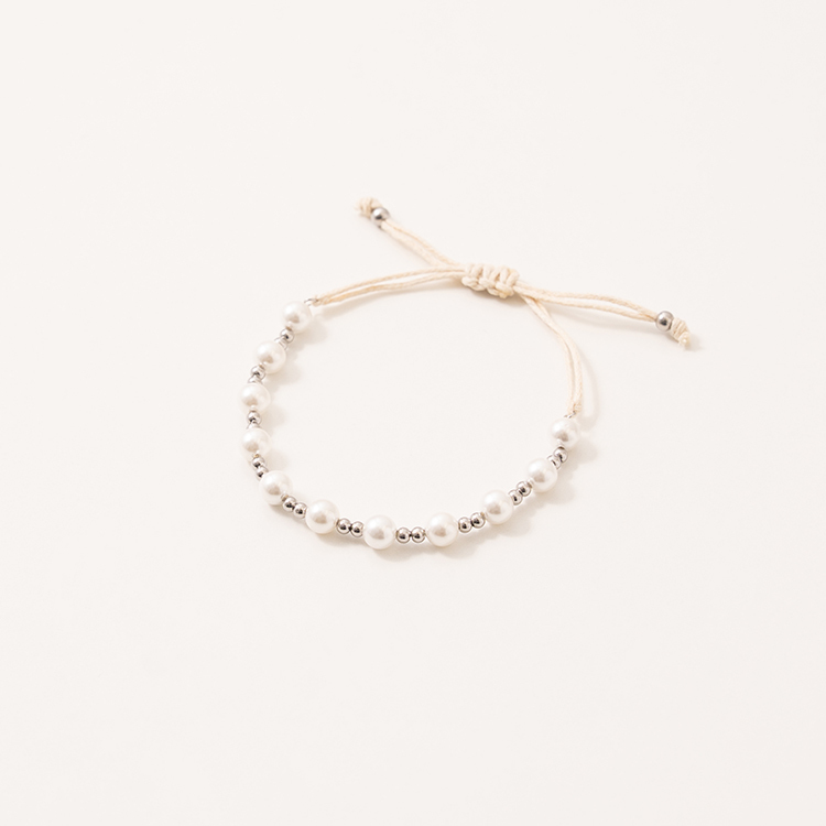 miramira珠光｜法式珍珠抽繩手鍊C7019-銀88047