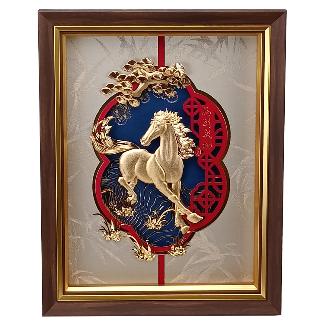馬到成功金箔畫｜高雅精緻立體浮雕送禮推薦