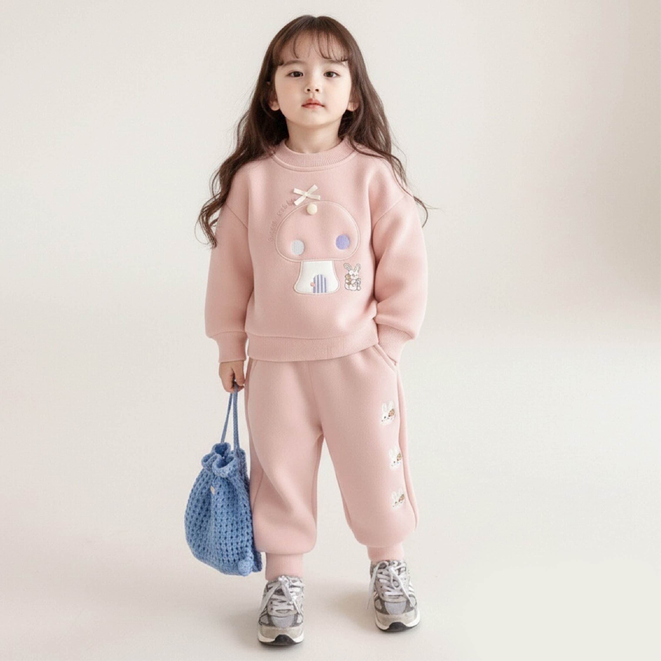 【H55862】白兔的蘑菇屋內刷毛上衣