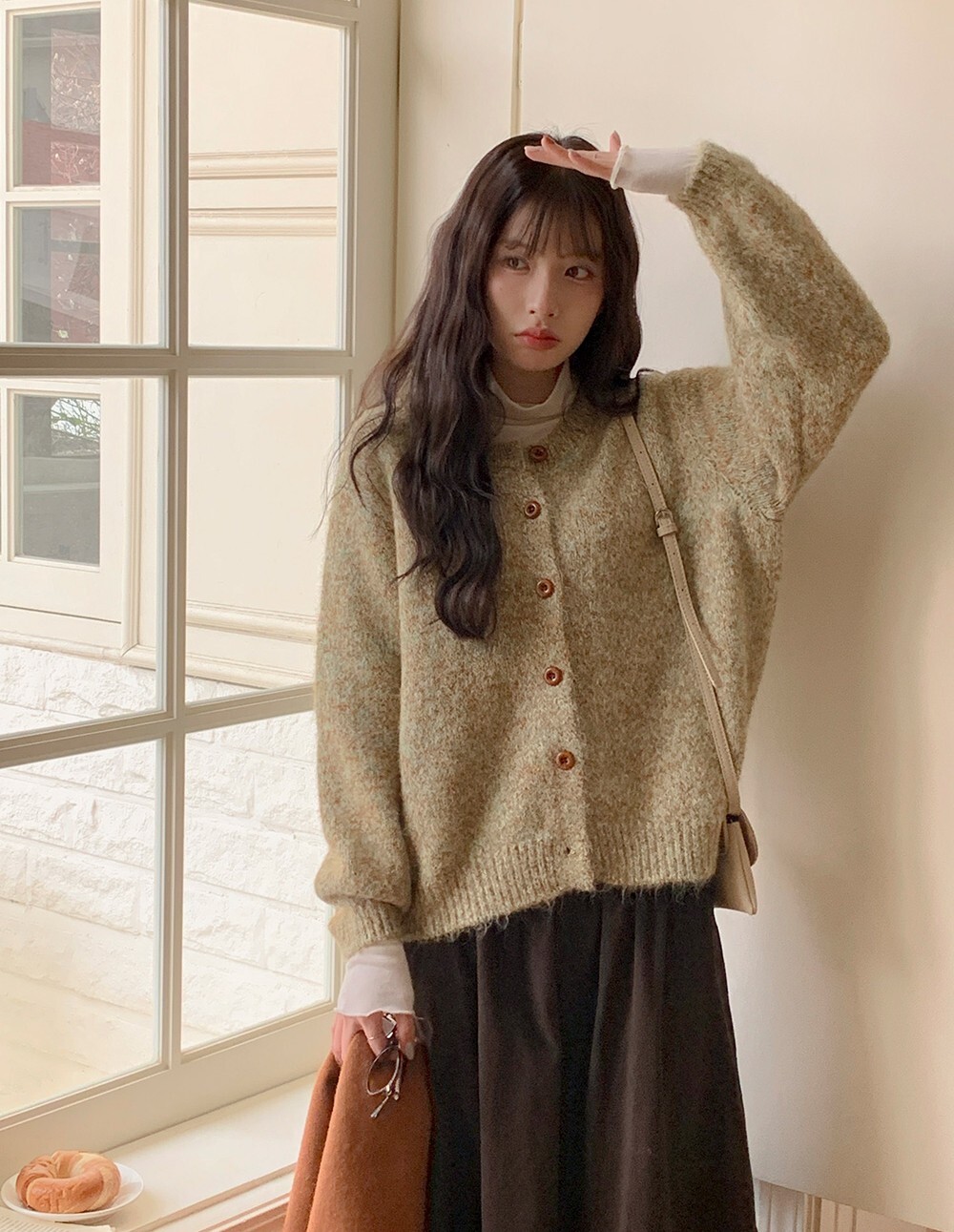 韓國grace muse授權 溫柔蓬鬆大排扣彩線混織毛衣【made muse】系列