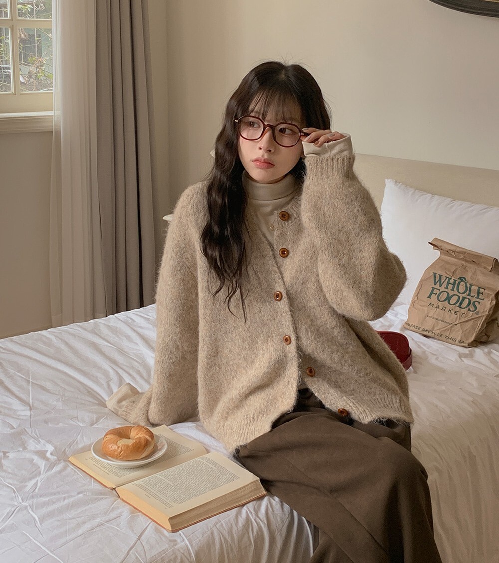 韓國grace muse授權 溫柔蓬鬆大排扣彩線混織毛衣【made muse】系列