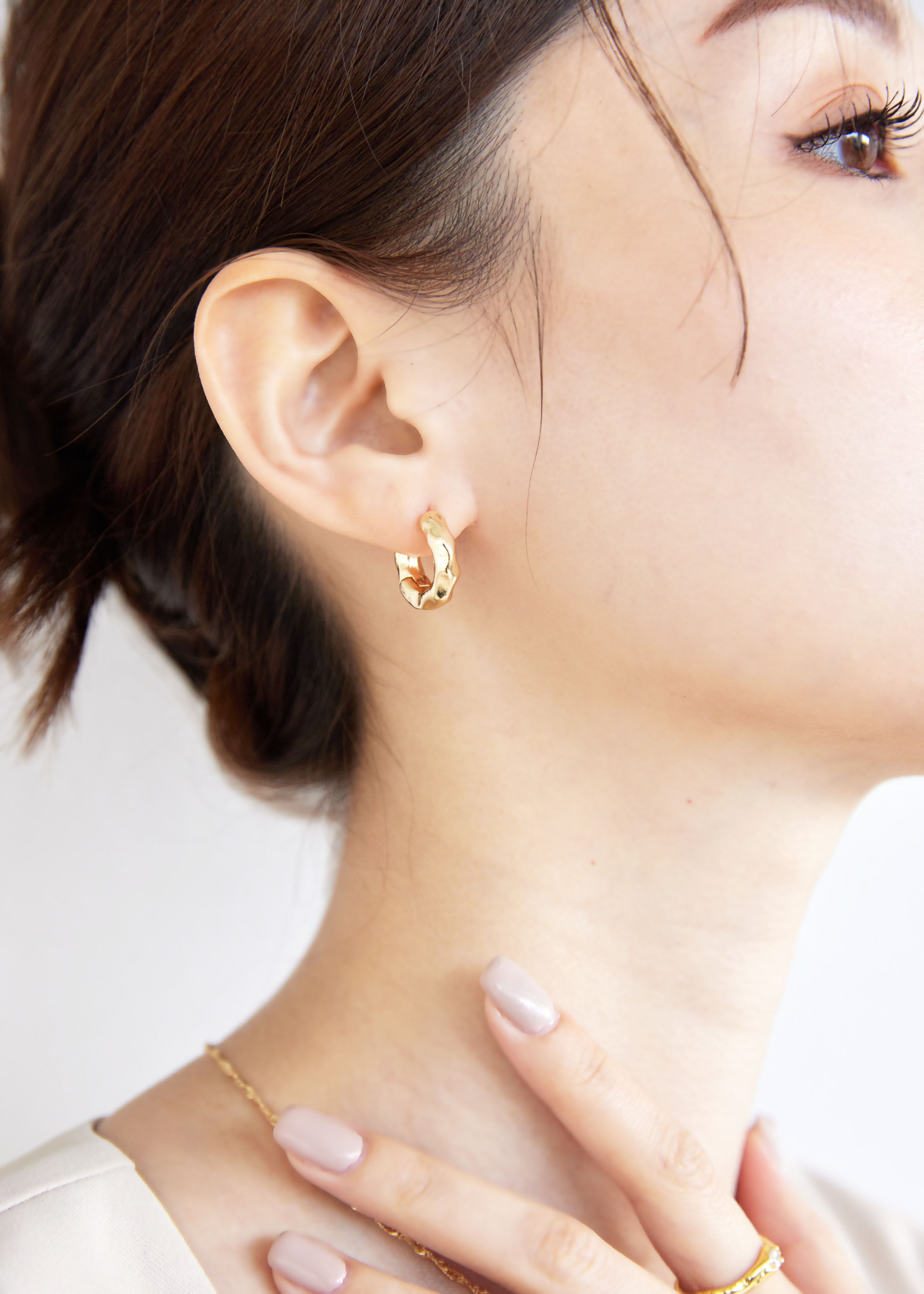 不規則壓紋耳圈-金