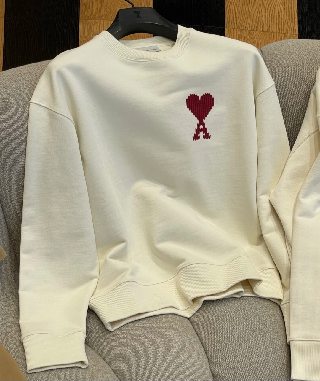 AMI 馬賽克愛心 圓領衞衣 男女同款