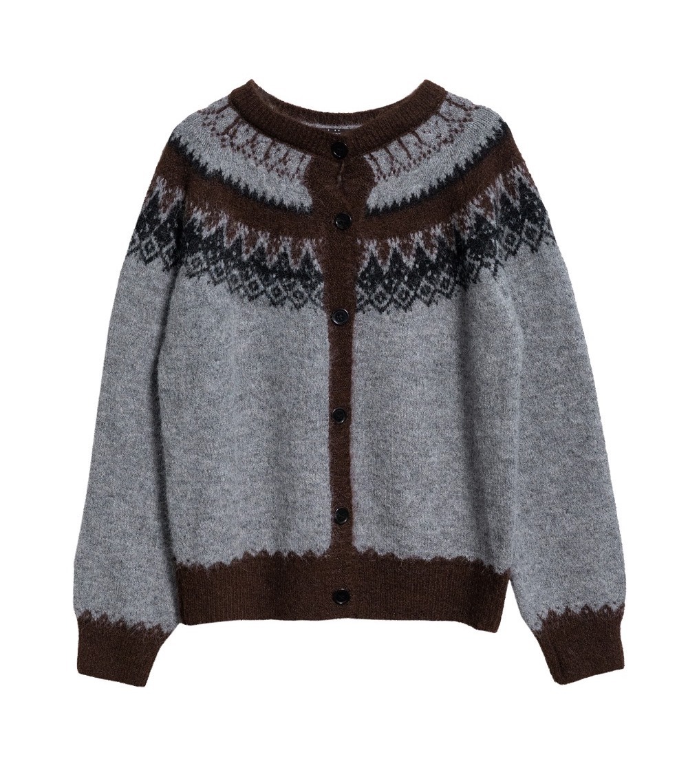 NOIRMUTE NORDIC ROUND KNIT LONG SLEEVE CARDIGAN