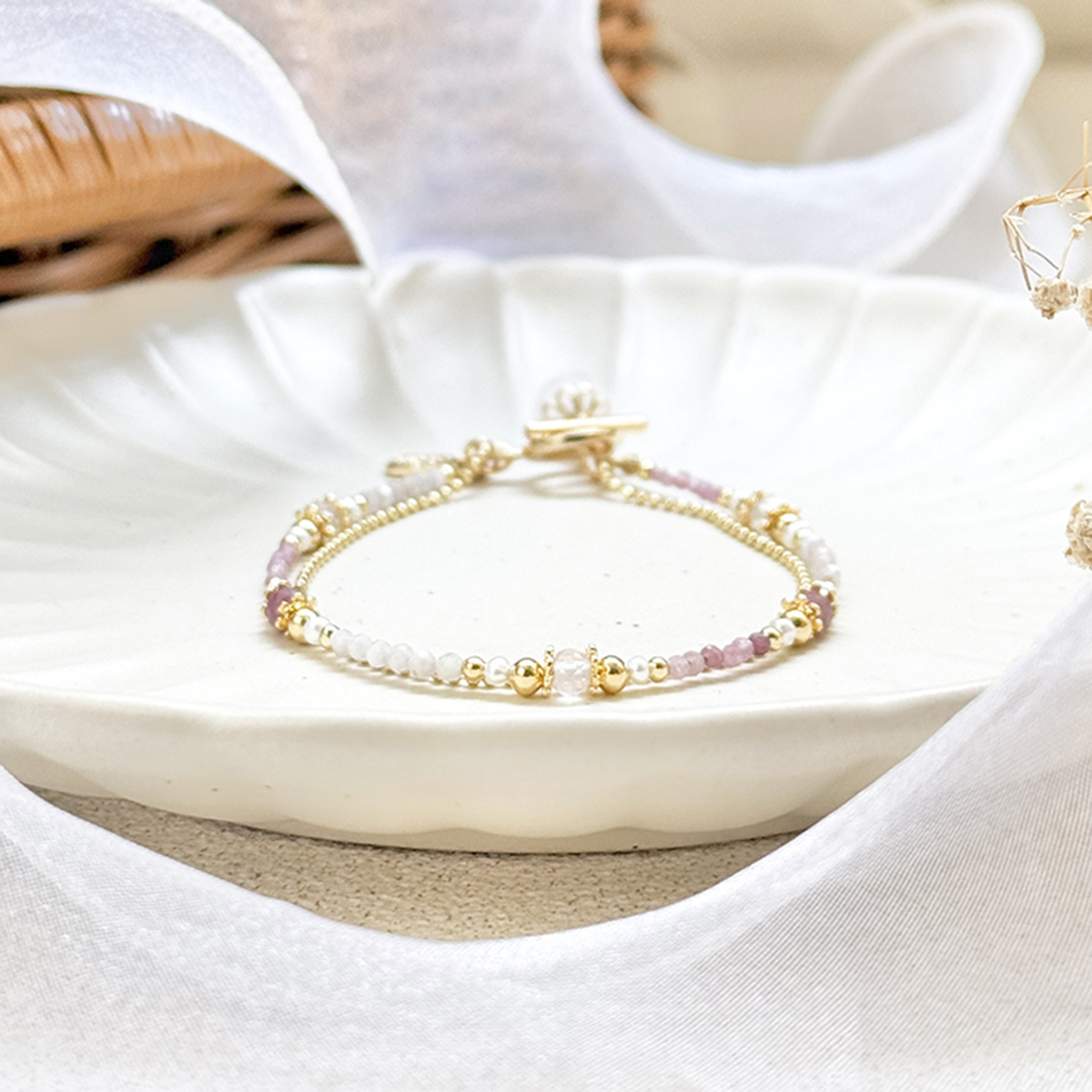 生日花 • 拾壹月貳壹 • 粉紅酢漿草 – 粉晶碧璽 – 手鍊