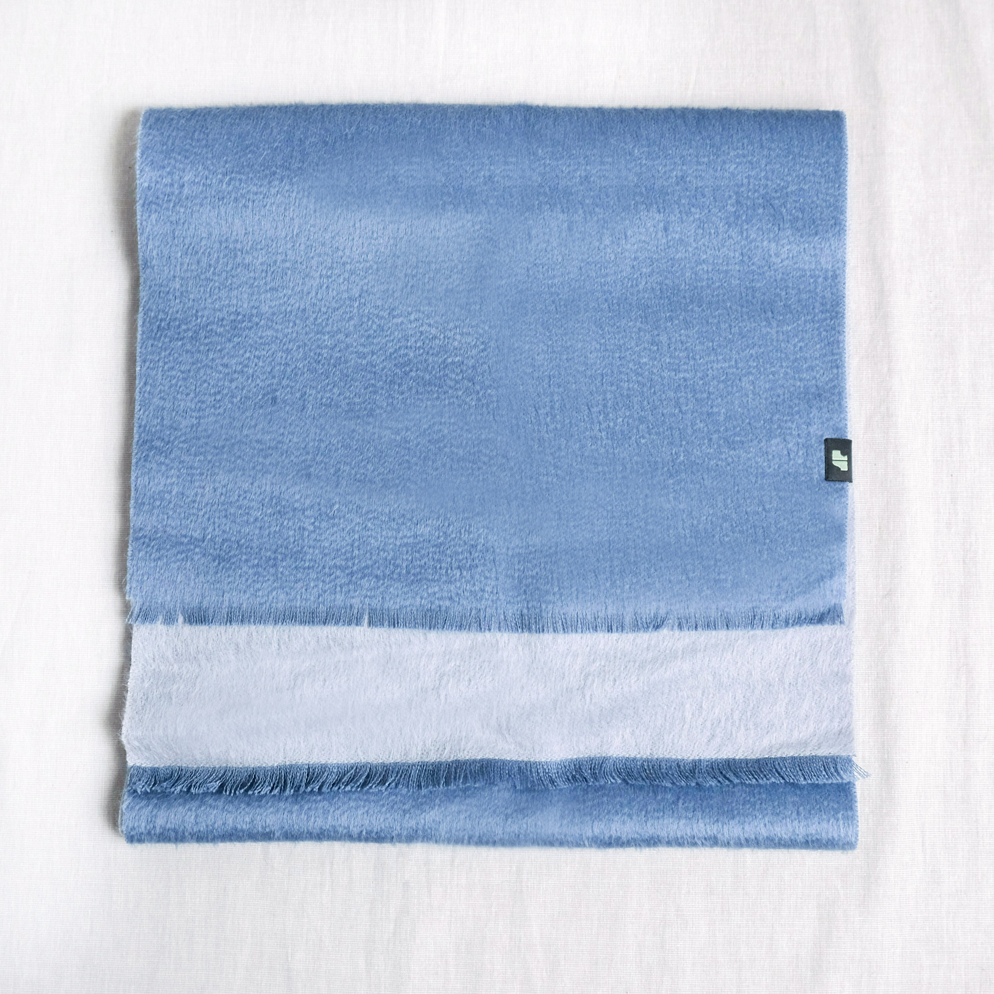 安地斯羊駝圍巾｜雙面suri款 - 天藍｜秘魯