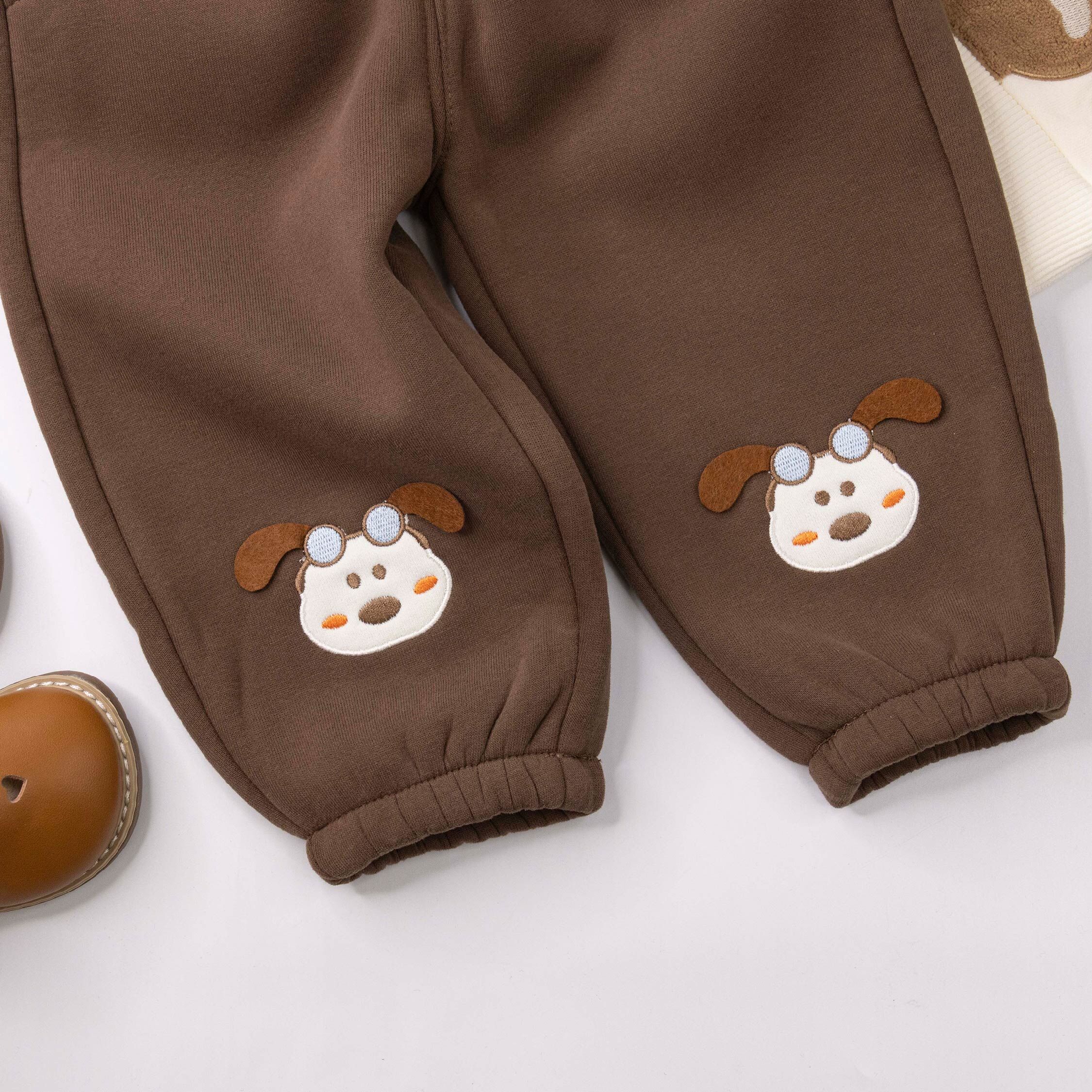 【H55872】飛行員狗狗內刷毛縮口褲