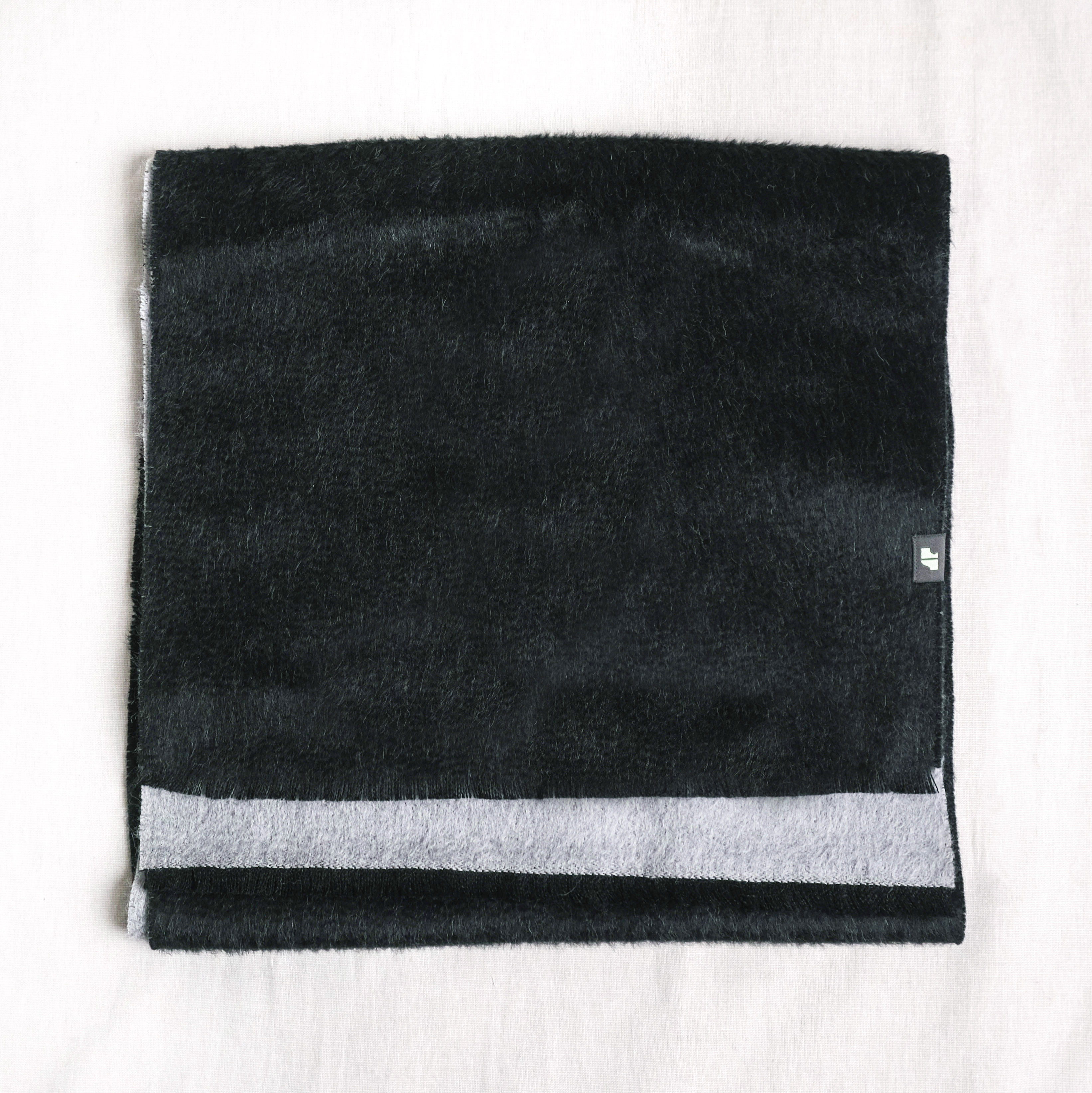 安地斯羊駝圍巾｜雙面suri款 - 灰黑｜秘魯