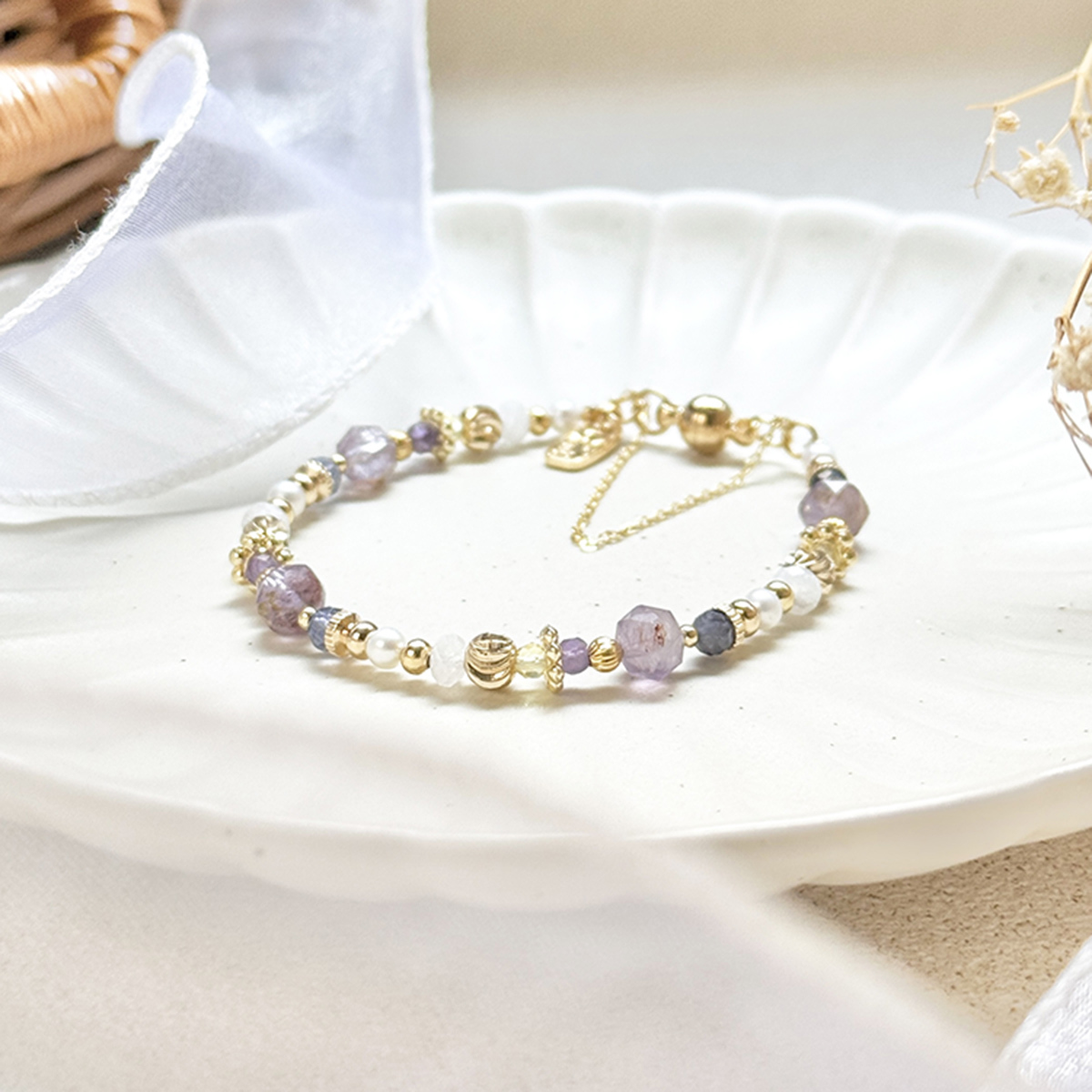 生日花 • 玖月拾貳 • 時鐘花 – 紫幽靈 – 手鍊