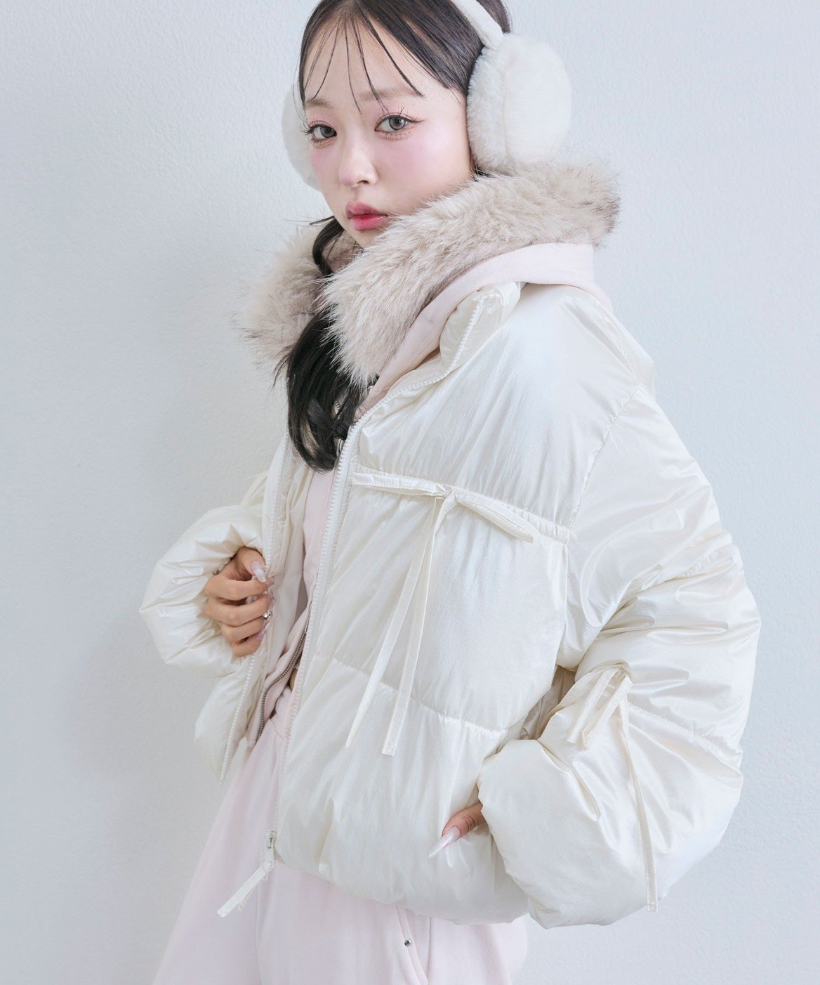 日本 OLIVE des OLIVE 短版 蝴蝶結 段帶 澎澎 外套 3色